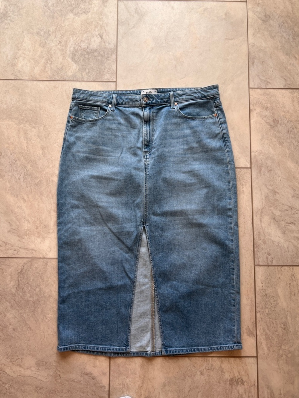 Paige Angela Denim Midi Skirt